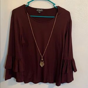 purple long sleeve w/ necklace